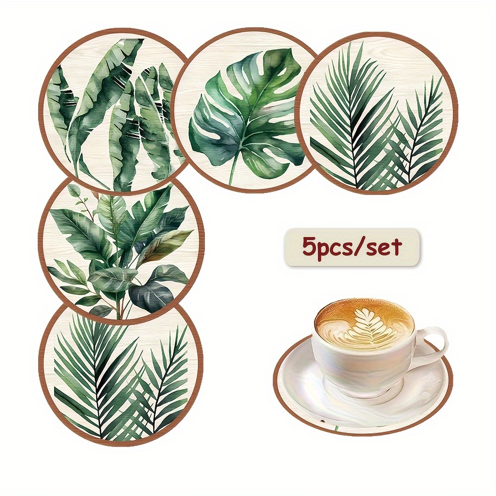 Coffee Tea And Leaf - 2D Flat 5pcs Tropical Plant green