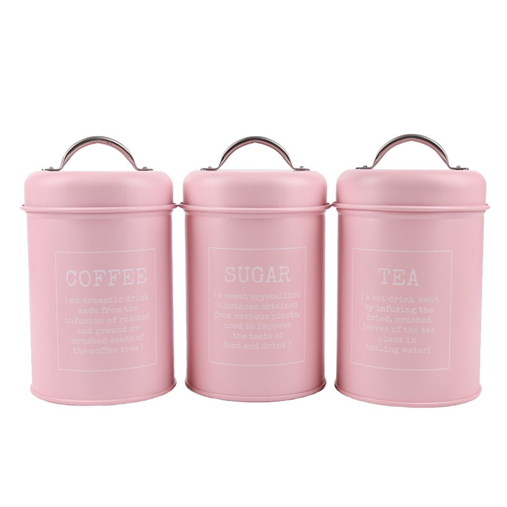 Coffee Tea Jar Set - Set of 3 Canister Iron Kitchen