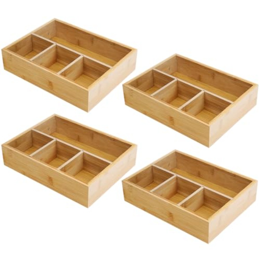 Coffee Tea Drawer Organizer - 4 Pack Bamboo Tea Bag Organizer,