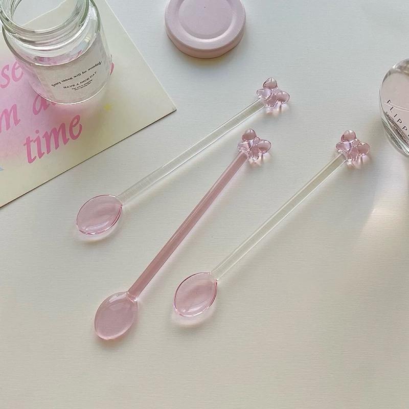 Pink Bow-Adorned Glass Coffee  - Tea Coffee Utensils 评论和价格