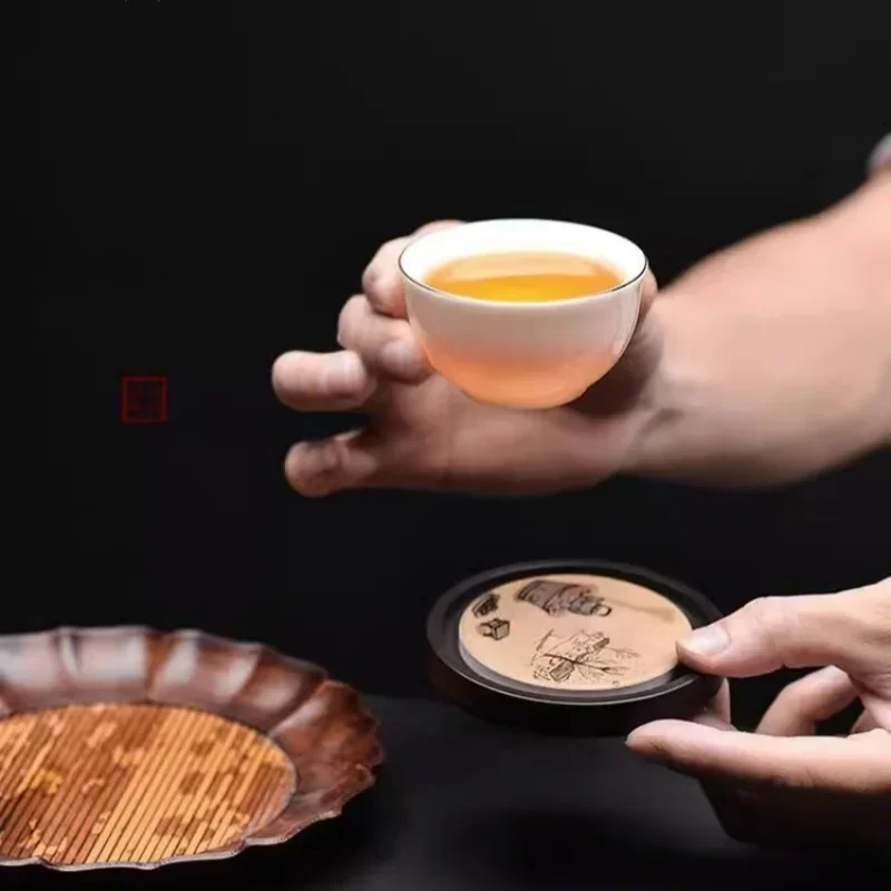 Round Wood Cup Mat Heat Resist - Coffee Tea In Chinese 评论和价格