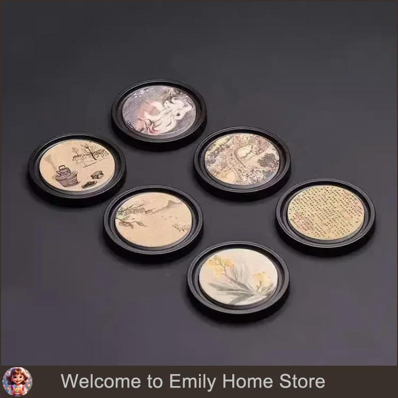 Round Wood Cup Mat Heat Resist - Coffee Tea In Chinese 评论和价格
