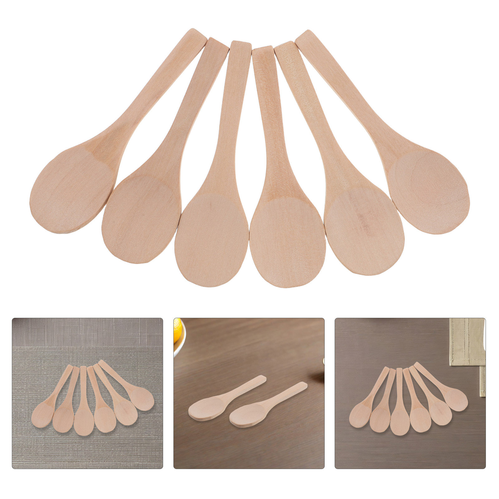 20Pcs Unpainted Wood Mini Spoo - Tea Coffee Utensils 评论和价格
