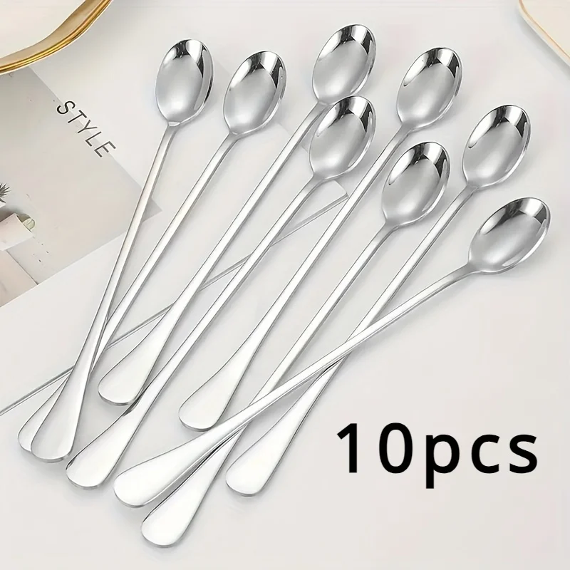 Stainless Steel 1/10pcs Long H - Tea Coffee Utensils 评论和价格