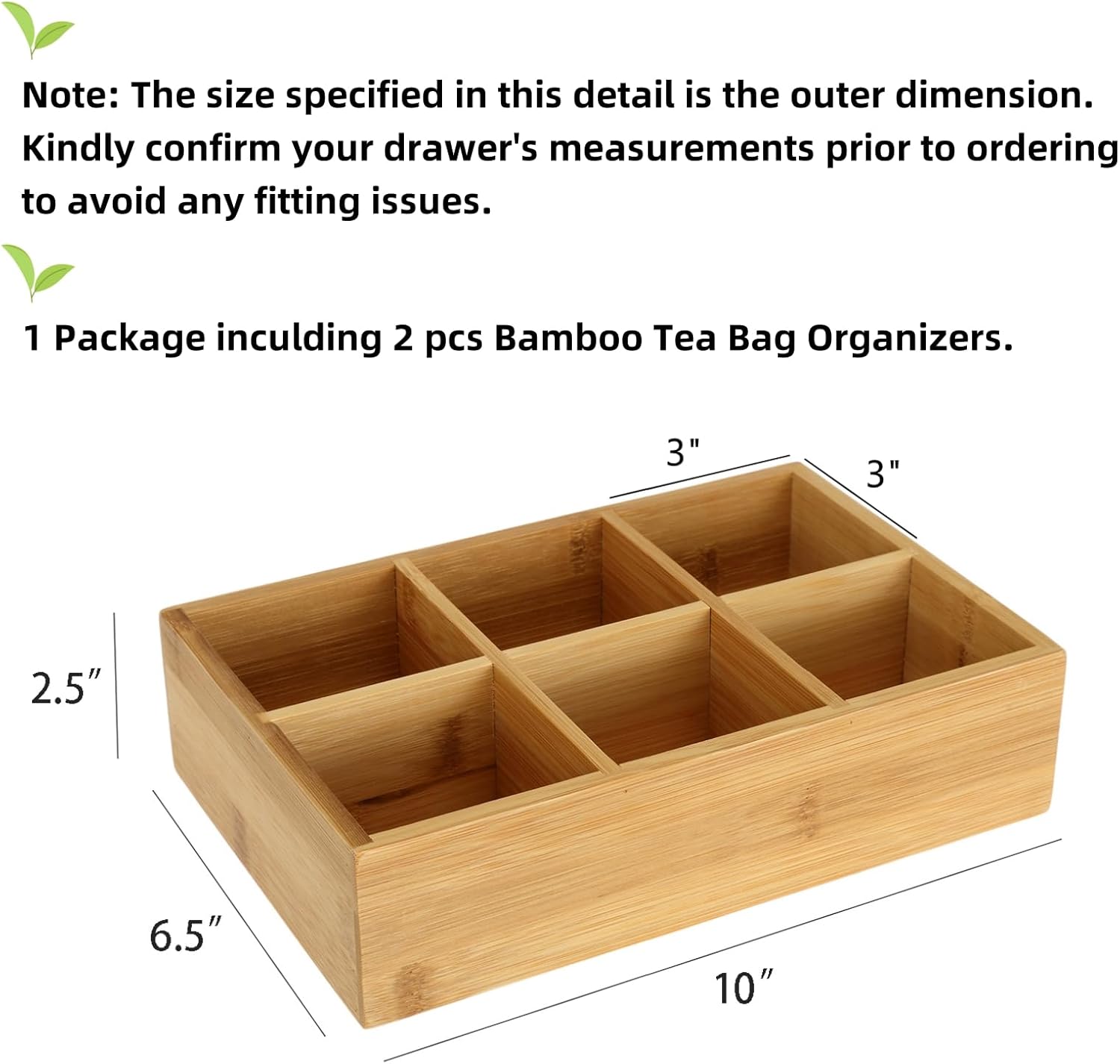 Bamboo Tea Bag Organizer 2 Pac - Coffee Tea Drawer Organizer 评论和价格
