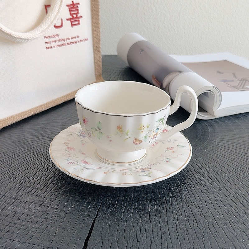 Gold-drawing Floral Print Coff - Coffee Tea Drawing 评论和价格