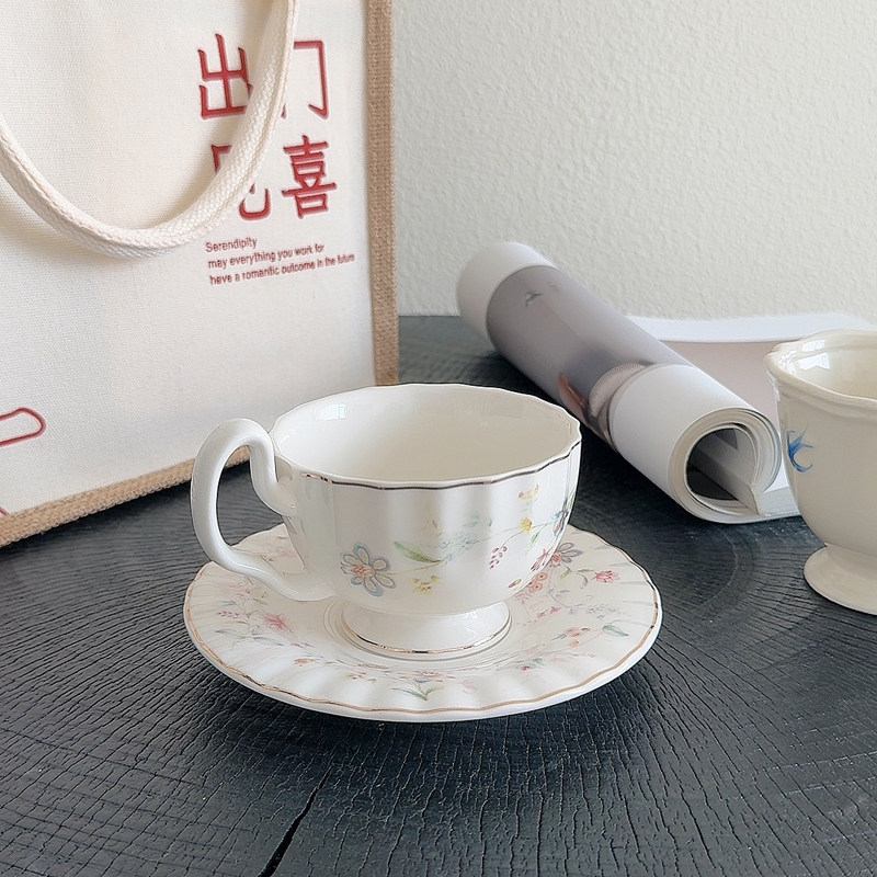 Gold-drawing Floral Print Coff - Coffee Tea Drawing 评论和价格