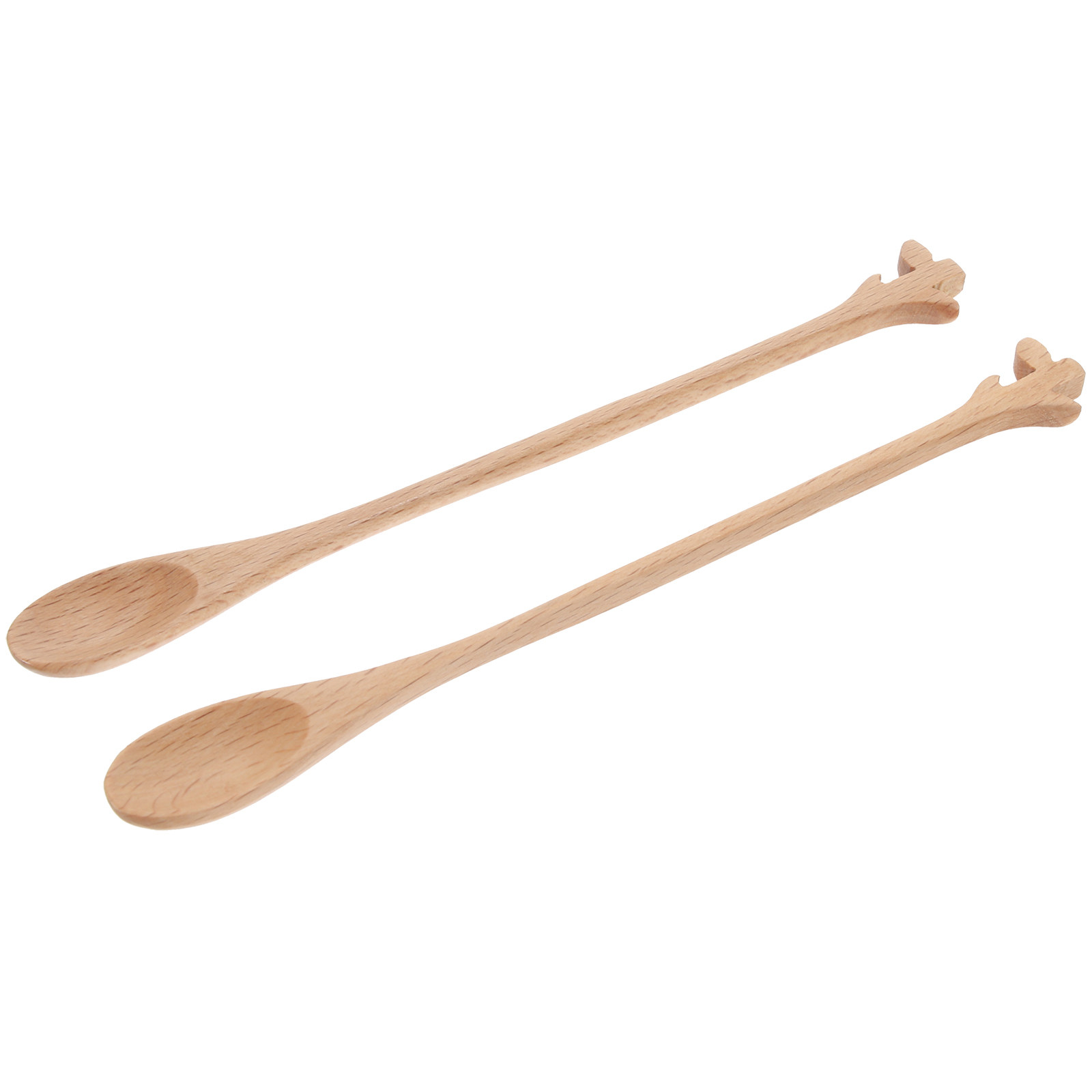 2Pcs Long Handle Wooden Mixing - Tea Coffee Utensils 评论和价格