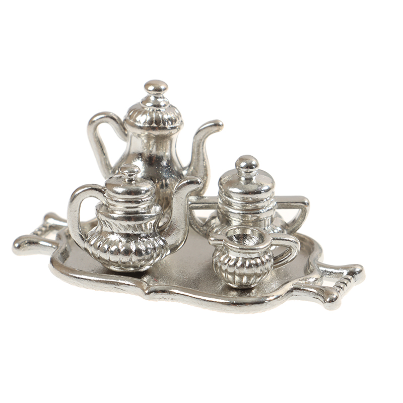 Dollhouse Miniature Silver Met - Young Tea Coffee 评论和价格