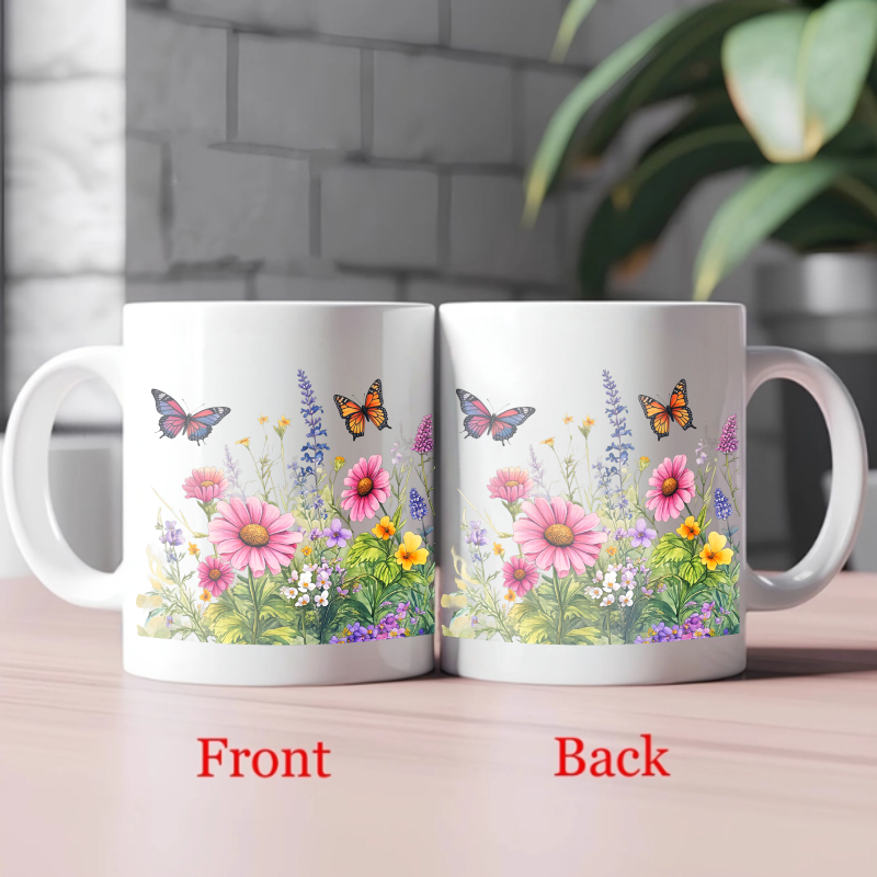 Ceramic cup white flower garde - Coffee Tea Gardens 评论和价格