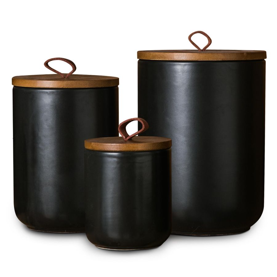 Black Ceramic Canister Set wit - Coffee Tea Jar Set 评论和价格
