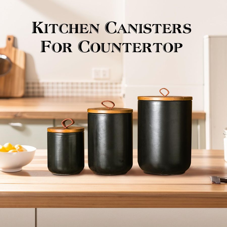 Black Ceramic Canister Set wit - Coffee Tea Jar Set 评论和价格