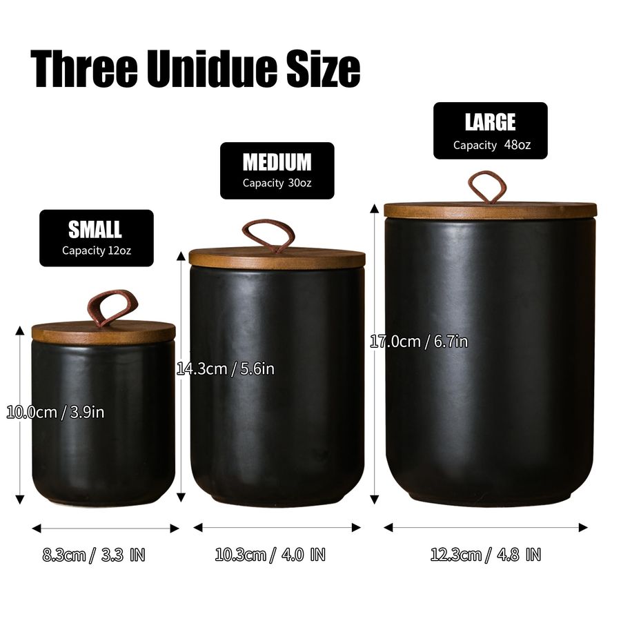 Black Ceramic Canister Set wit - Coffee Tea Jar Set 评论和价格