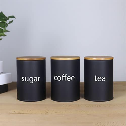 SOTECH Black Metal Kitchen Can - Coffee Tea Jar Set 评论和价格