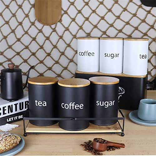 SOTECH Black Metal Kitchen Can - Coffee Tea Jar Set 评论和价格