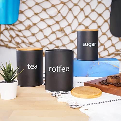 SOTECH Black Metal Kitchen Can - Coffee Tea Jar Set 评论和价格