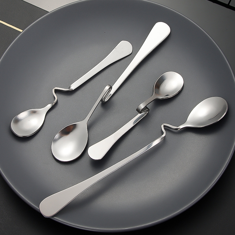 Curved Handle Spoon Milk Tea C - Tea Coffee Utensils 评论和价格