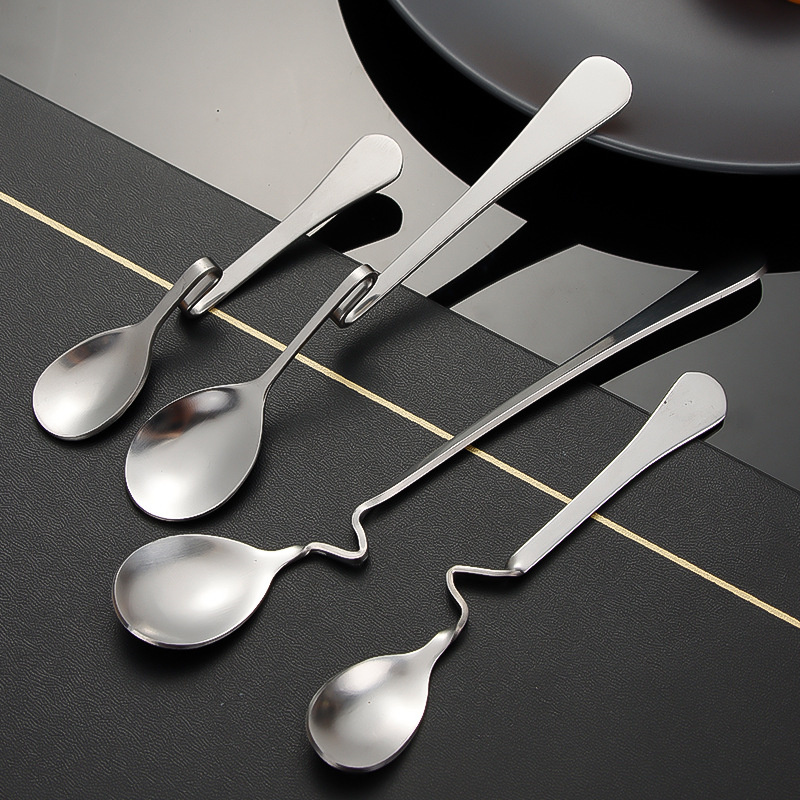 Curved Handle Spoon Milk Tea C - Tea Coffee Utensils 评论和价格