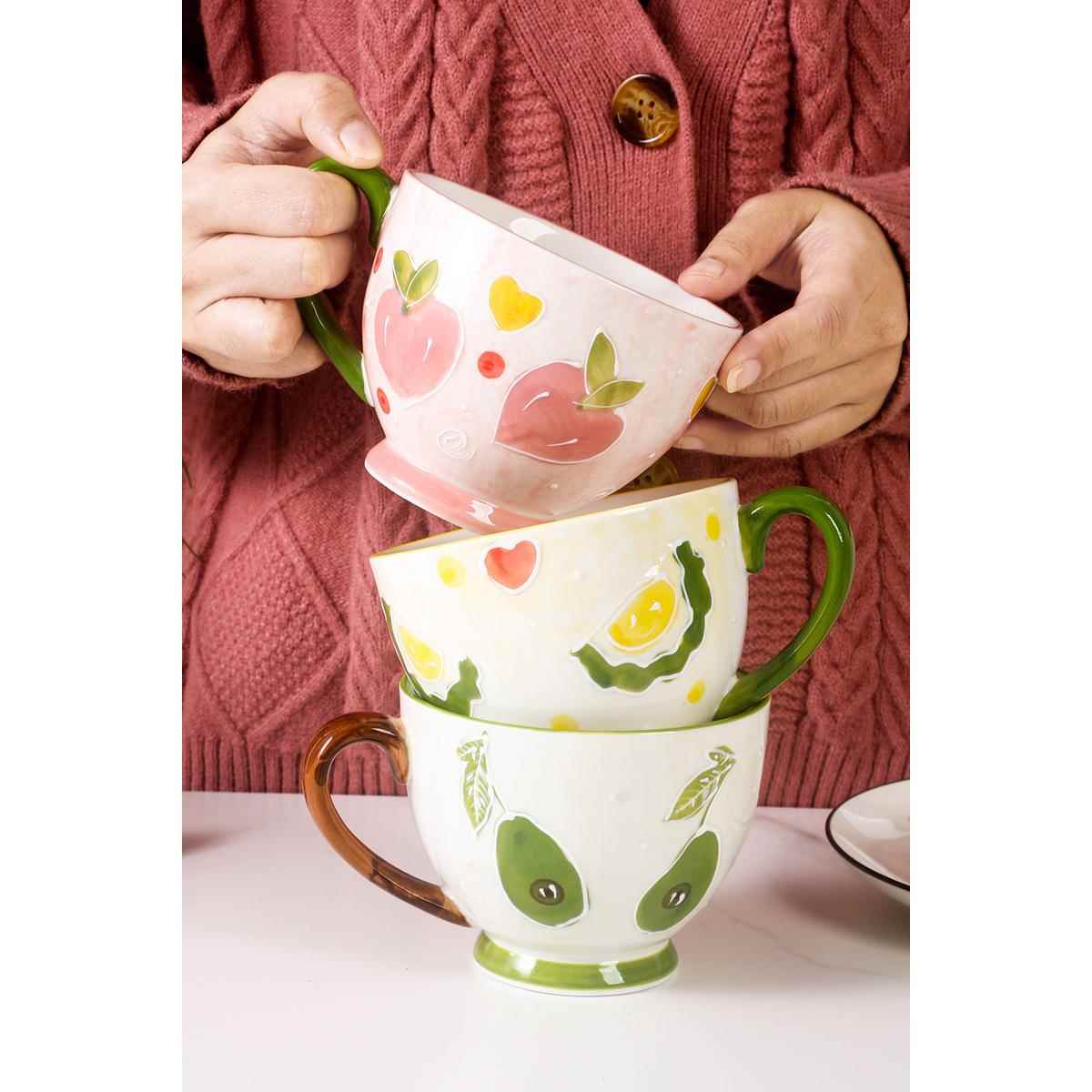 Ceramic Coffee Cup Women's Ear - Coffee Tea Drawing 评论和价格