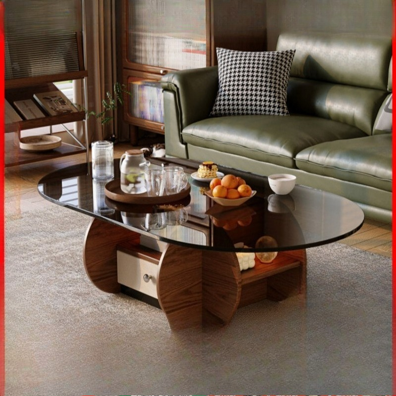 Small niche oval solid wood co - Young Tea Coffee 评论和价格
