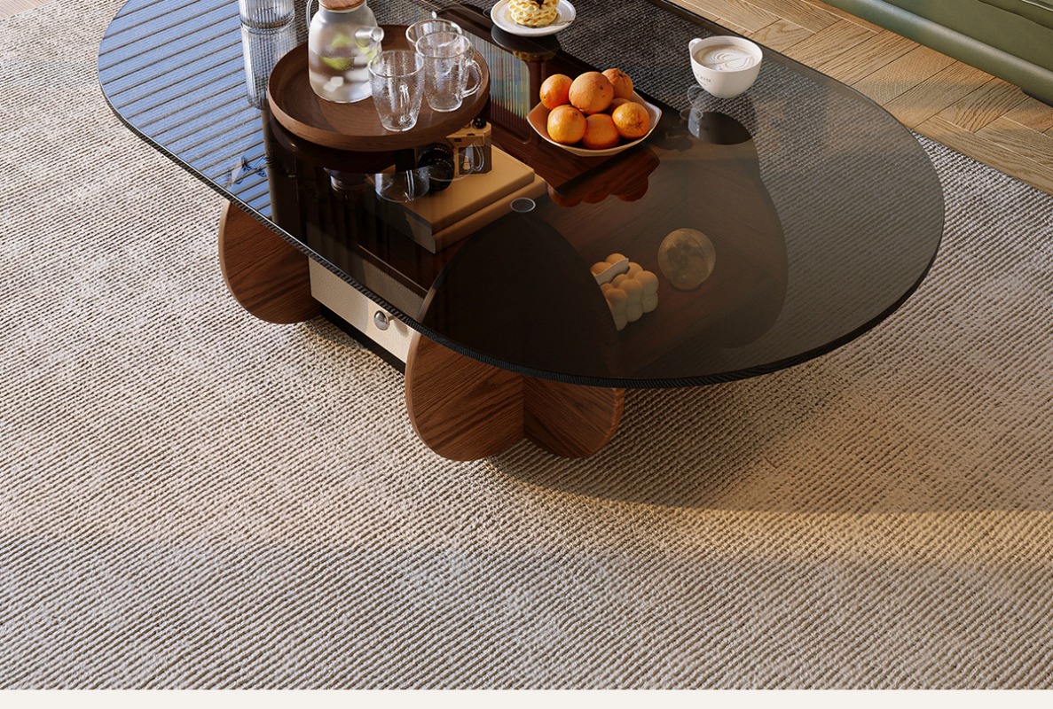 Small niche oval solid wood co - Young Tea Coffee 评论和价格