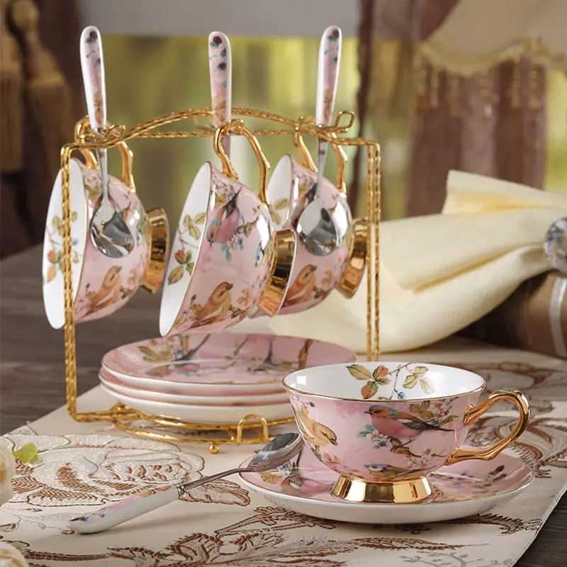 Bone china Coffee Cup Set Pink - Coffee Tea Jar Set 评论和价格
