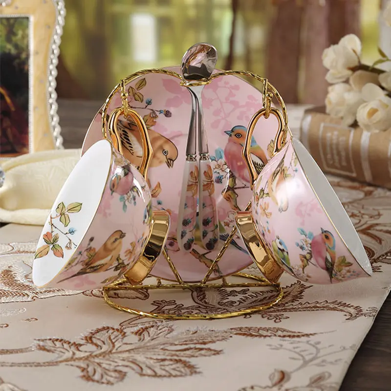 Bone china Coffee Cup Set Pink - Coffee Tea Jar Set 评论和价格