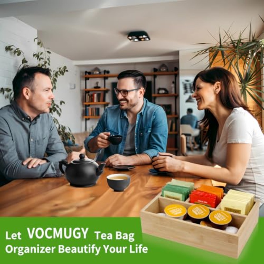 4 Pack Bamboo Tea Bag Organize - Coffee Tea Drawer Organizer 评论和价格
