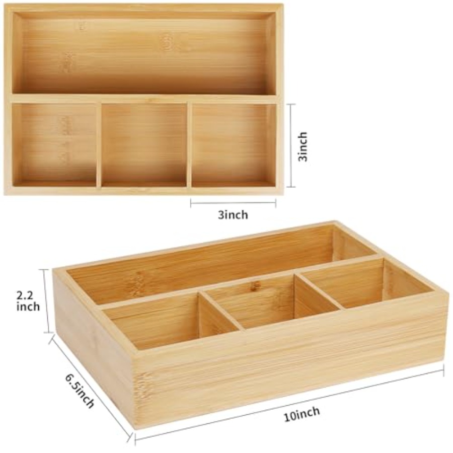 4 Pack Bamboo Tea Bag Organize - Coffee Tea Drawer Organizer 评论和价格