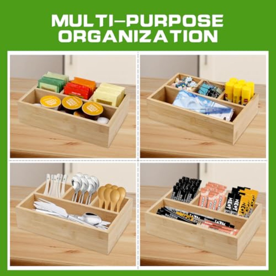 4 Pack Bamboo Tea Bag Organize - Coffee Tea Drawer Organizer 评论和价格