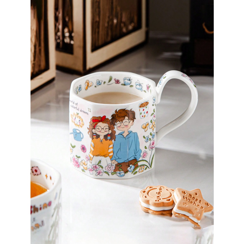 1pc Hand-Painted Cartoon Ceram - Coffee Tea Drawing 评论和价格