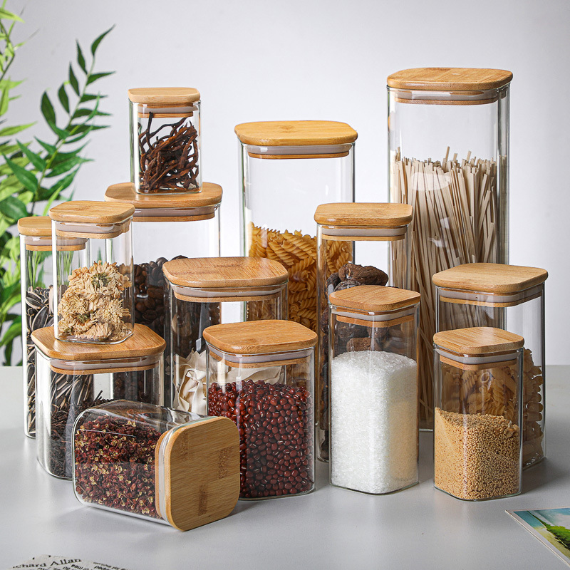 Bamboo Glass Tins Transparent  - Coffee Tea Drawer Organizer 评论和价格