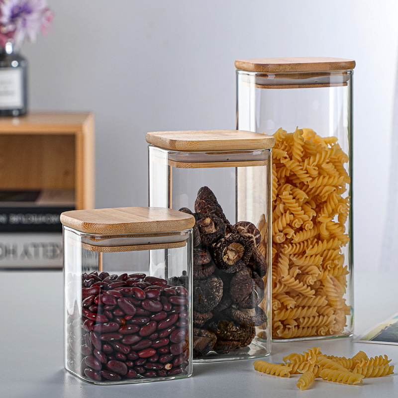 Bamboo Glass Tins Transparent  - Coffee Tea Drawer Organizer 评论和价格